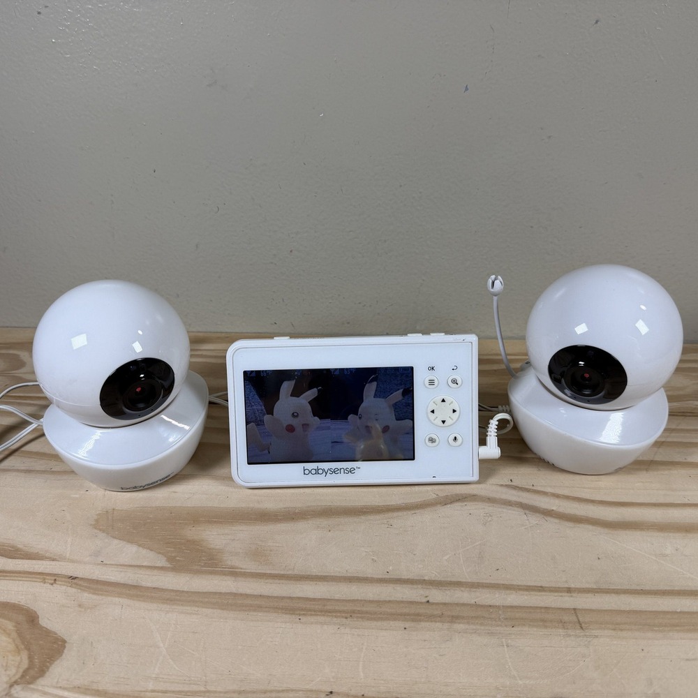 Babysense Video Baby Monitor V43 White Dual Camera Split Screen